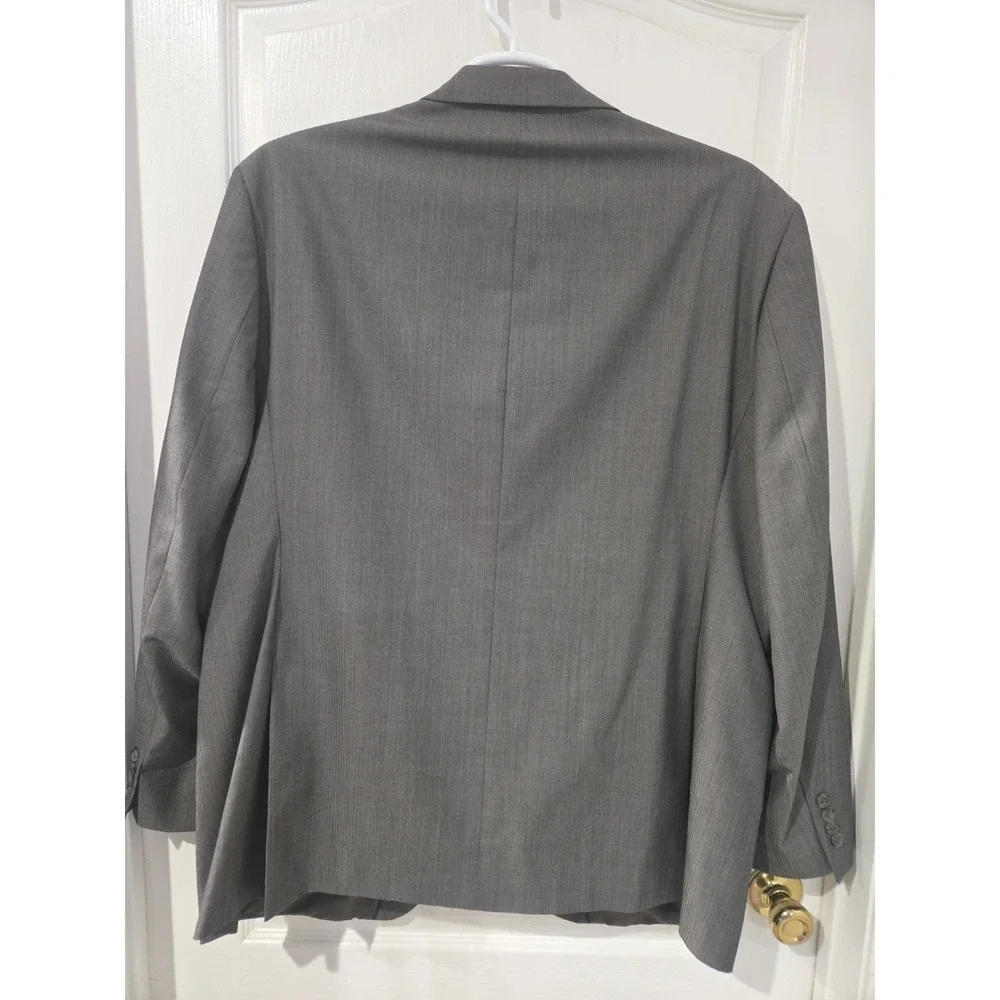 Perry Ellis portfolio Modern Fit 50 L Wool Blend Suit Jacket Blazer Gray